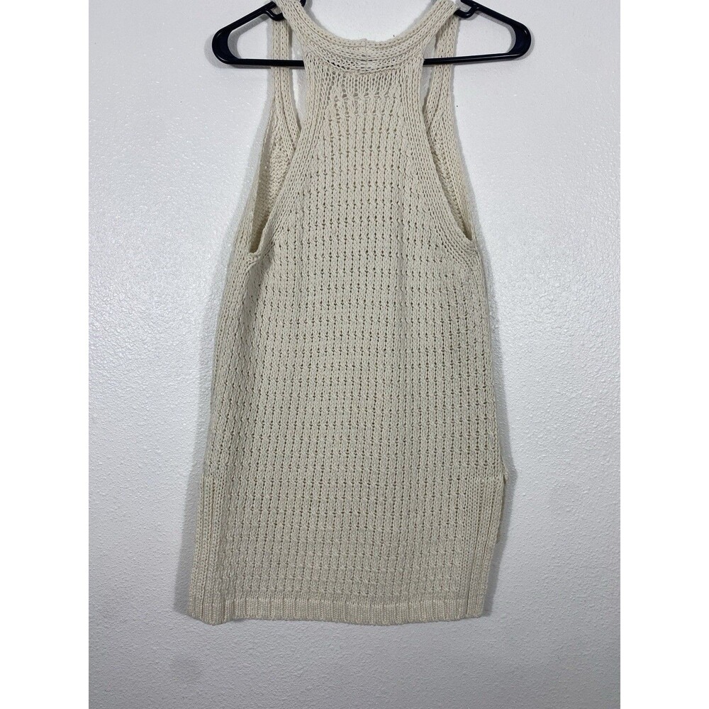 Anthropologie Moth Sweater Tank Women S Cream High Neck Racerback High-Low ** - Picture 6 of 15